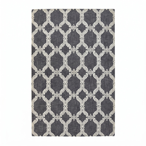 Tapis en laine gris anthracite ivoire à rayures horizontales, antidérapant, écologique, pour salon et salle de bain - Product Image 1