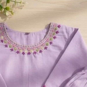 Women's Lavender <b>Embroidered</b> Cotton Pants Traditional Ethnic Wear Casual Style All Seasons Breathable Fabric - Product Image 2