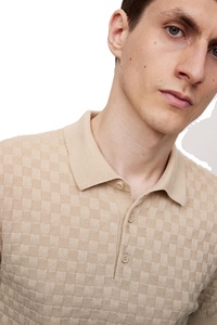 เสื้อถักนิตติ้งแขนครึ่งเข้ารูปสำหรับผู้ชายเสื้อคอตตอนมีกระดุมยี่ห้อ Odm & OEM ตามสั่งเสื้อมีวาง100% - Product Image 6