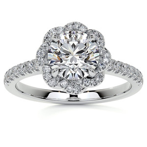 Anillo de compromiso, aniversario o boda, elegante y moderno, de oro de 14k/18k, con halo retorcido, diamante brillante cultivado en laboratorio, certificado IGI, estilo catedral. - Product Image 1