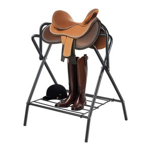 Set di 2 Porta-Coperte per Cavalli Pieghevoli Resistenti 28 X 19 X 37.5, Supporto Portatile Autoportante in Acciaio, Accessori Equestri - Product Image 1