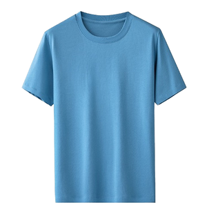 GYM T-<b>Shirt</b> Men's Short Sleeve O-Neck Solid Color Knitted T-<b>Shirt</b> Regular Fit Casual Style Gray - Product Image 3
