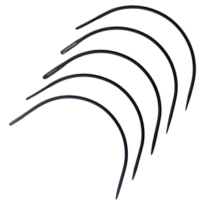 Agujas de acero inoxidable con revestimiento negro para tejer cabello, con curva en C, de alta resistencia y ojo grande, herramientas de costura para extensiones de trama y trenzas. - Product Image 1