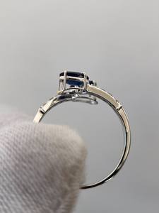 Anillo de dos piedras de zafiro azul, anillo de compromiso y aniversario de zafiro azul real para mujer, joyería. - Product Image 2