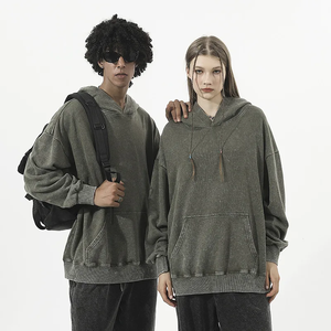 Sudadera con Capucha Lavada de Gran Gramaje, Unisex, Ajuste Regular, Estilo Retro Americano, Manga Larga, Cuello Redondo, Top Casual Digital para Invierno - Product Image 1