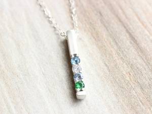 Birthstone Amethyst And Blue Topaz Necklace Satin Sterling Silver Gemstone Pendant Minimalist Women Jewelry Wholesale - Product Image 3