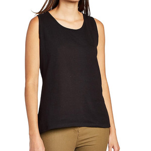 Débardeurs pour femmes en coton 100% à longueur standard, décontractés, respirants, avec logo frontal, pour la course, l'entraînement et la gym, doux, côtelés, à col rond - Product Image 2