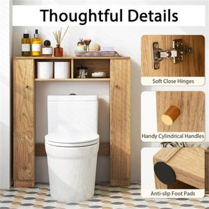 Mobile Bagno Moderno in Legno, Armadietto Indipendente per WC, Soluzione di Stoccaggio Ecologica per Casa, Camera da Letto, Magazzino, Palestra, Scuola, Ufficio - Product Image 1