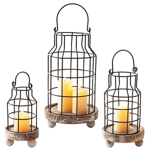 Bougeoir en métal de style ferme Base en bois droite Ins Style Multi Occasion Décor Qualité fiable - Product Image 1