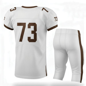 Custom American Football Jersey Pants Set White Brown 73 V-Neck Short Sleeve Moisture Wicking Mesh Men's <b>Athletic</b> Wear - Product Image 4