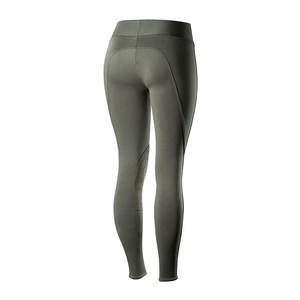 <b>Women's</b> High Rise Equestrian Pants Slim Fit <b>Beige</b> with Black Knee Panels Zipper Closure Solid Color Riding <b>Leggings</b> - Product Image 6