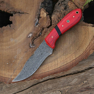 Cuchillo de Caza/Desollador Personalizable OEM de Acero Inoxidable con Mango de Madera Pakka y Funda de Cuero, Hecho a Mano, Marca ZA DAMASCUS MAKERS - Product Image 3