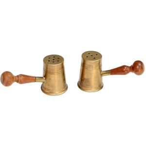 Accessoires de cuisine, salière et poivrière 100% en laiton avec poignées en bois, design moderne, passe au lave-vaisselle, ensembles cadeaux - Product Image 1