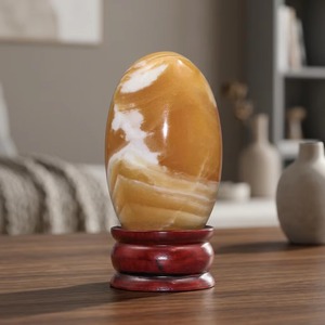 Figura de Shiva Lingam de Aventurina Amarilla en Oferta, con Puntos Negros y Base Dorada, Artículo Coleccionable de Piedra, Decoración para el Hogar - Product Image 2