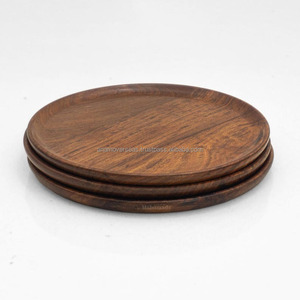 Assiette en bois créative Ustensiles de cuisine de restaurant Assiette en bois familiale Simple Assiette ronde solide en bois pour Finger Foods à vendre - Product Image 2