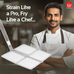 Commercial Kitchen Tools Stainless Steel Deep French Fries <b>Strainer</b> for Deep Fryer Frying Scoop with Long Handle - Product Image 2
