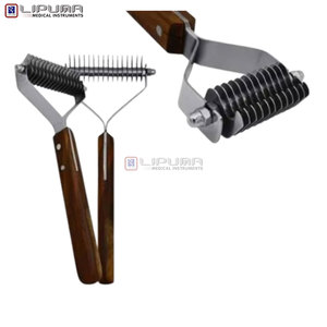 Rastrillo Desenredante Medic Instrument con 16 Cuchillas para Perros y Gatos, Peine de 7.5 Pulgadas para Aseo de Mascotas con Mango de Madera para Pelajes Gruesos - Product Image 2