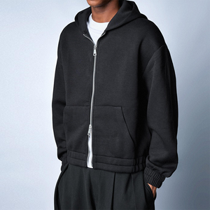 Ensemble de survêtement ample style classique avec double fermeture éclair, sweat à capuche épais 500 GSM et pantalon de jogging large, style streetwear hip-hop - Product Image 5