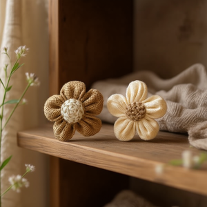 Fiore di Juta ILAN 7,5cm 2 Pezzi Decorativo per Artigianato - Product Image 3