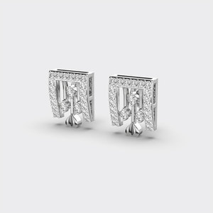 IGI Certified Lab Grown Round Diamond Stud Earrings Solid 925 Sterling Silver Square Halo <b>Drop</b> Design Diamond Earrings - Product Image 2