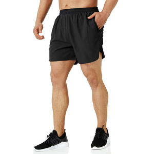Shorts de course pour hommes avec logo personnalisé – Bas de sport bleu marine à séchage rapide avec poches latérales et ourlet festonné - Product Image 3