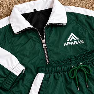 Ensemble veste et short légers AIFARAN pour homme, motif léopard, color block vert, col rabattu, en polyester, idéal pour l'été - Product Image 3