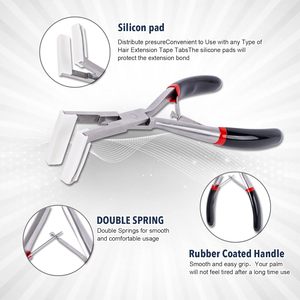 Hair <b>Extension</b> Pliers Stainless Steel Double Rubber Grip Micro <b>Beads</b> Closer Tool With Silicon Pads - Product Image 2