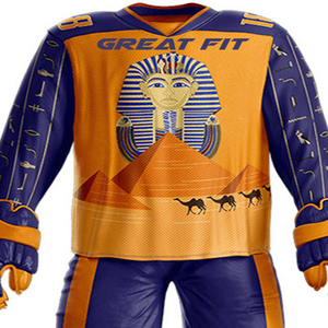 ELEGANT CORPORATION Conjunto de Uniforme de Hockey para Hombre, Diseño Egipcio Naranja y Azul, Impresión por Transferencia de Calor, Transpirable, 100% Poliéster, Adulto - Product Image 5