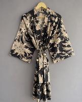Robe longue décontractée pour femme en coton indien 100% avec imprimé tigre fait main, style kaftan, tenue d'été ethnique