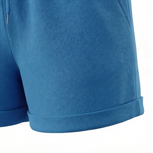 Women's 2 Piece Solid Blue <b>Knitted</b> Casual <b>Set</b> Short Sleeve T Shirt and Above Knee Shorts Regular Fit Spring Summer Wear - Product Image 6