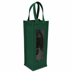 Sac cadeau en jute teint laminé avec logo personnalisé et fenêtre transparente en PVC 13x36x13 cm Vente en gros OEM ODM Exportateur de marques privées - Product Image 2