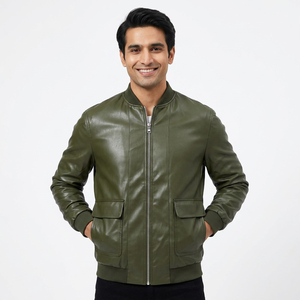 New Design <b>Men's</b> Genuine Leather Streetwear <b>Jacket</b> with <b>Sherpa</b> Lining and Fur Trim-Winter Fashion - Product Image 6