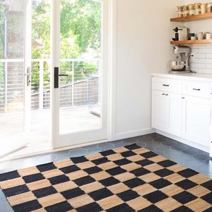 Modern Black Beige Jute Rug Handmade Natural Fiber Area Carpet Rustic Farmhouse Office Floor Decor PET Friendly Non-Slip Extra - Product Image 5