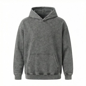 Custom Logo Heavyweight Vintage Washed Oversized Men Plus Size <b>Thermal</b> <b>Hoodie</b> 100% Cotton Acid French Fleece Print Custom Color - Product Image 1