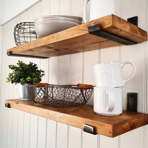 <b>Rustic</b> Brown Reclaimed Wood <b>Shelf</b> with Hooks - Wholesale B2B - Product Image 1