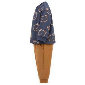 Conjunto de 2 Piezas Personalizado de Alta Calidad para Niños, Sudadera de Manga Larga con Estampado de Oso y Pantalones Deportivos, Ropa Casual de Otoño - Product Image 2