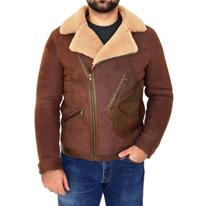 High Quality Men's Raf B3 Aviator Sheep Skin Leather Bomber Winter Flying <b>Pilot</b> <b>Jacket</b> Coat Made By Wings Traders - Product Image 1