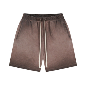 Shorts Bermuda en coton marron uni pour homme avec cordon de serrage à la taille et poches, style décontracté - Product Image 1