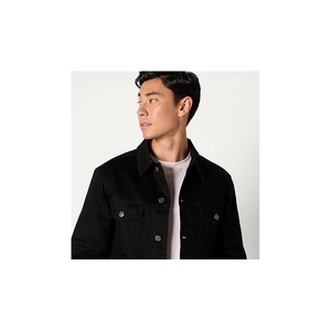 Men’s <b>Black</b> <b>Jean</b> <b>Jacket</b> Classic Trucker Style Slim Fit Button Closure Casual Denim Coat Streetwear Essential for men - Product Image 3