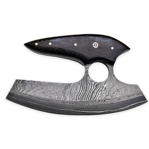 Cuchillo para Pizza de Acero de Damasco Industrial de Alta Calidad, Hecho a Mano, con Doble Hoja en Forma de Hacha - Product Image 2