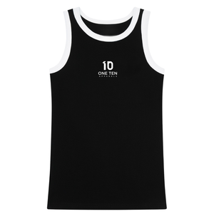 Custom Women's Black Ribbed Tank Top with <b>White</b> Contrast Trim Premium Cotton Sleeveless Casual Summer <b>Vest</b> OEM ODM Wholesale <b>Man</b> - Product Image 1
