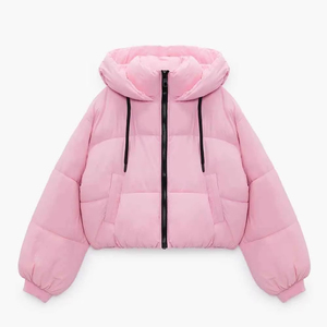 TALLIANS Custom OEM <b>Cropped</b> <b>Puffer</b> <b>Jacket</b> Women Customized Logo Waterproof Breathable Casual Winter Plain Dyed Canvas Pockets - Product Image 6