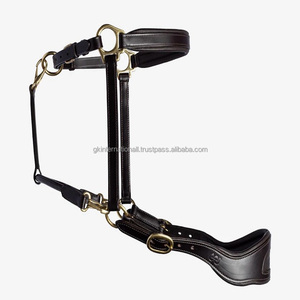 Licou de cheval en cuir de bride anglaise noir ou marron havane solide Double couture et rembourrage licou de cheval en cuir robuste - Product Image 3