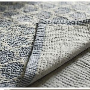 Indian Hand Block Printed Cotton Sanganer Kantha Queen Size Throw Large Width Handmade <b>Quilt</b> Traditional <b>Bedding</b> Bedroom Textile - Product Image 6