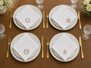 White Embroidered <b>Linen</b> <b>Cloth</b> Napkin Square Dinner Napkin Wedding Banquet <b>Table</b> Decor Custom Logo - Product Image 5
