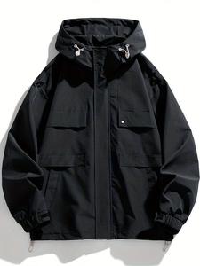 Custom Men's Polyester Reflective <b>Windbreaker</b> Jacket <b>Vintage</b> Retro Waterproof Sports Outdoor Plus Size Hooded Anti-UV Streetwear - Product Image 5