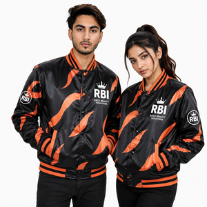 Patchs brodés personnalisés, broderie vintage 3D, veste varsity en satin, haute qualité, 100% polyester, séchage rapide, personnalisable pour homme - Product Image 4
