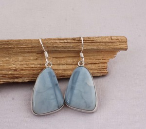 Wholesale Natural Blue Lace Agate 925 <b>Sterling</b> <b>Silver</b> <b>Dangle</b> <b>Earrings</b> Soft Blue Gemstone Drop <b>Earrings</b> High Quality Jewelry - Product Image 4