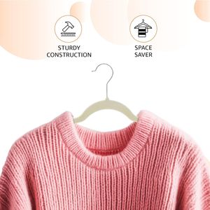 Cintres à vêtements en velours ivoire/beige fins et antidérapants, lot de 30 cintres en tissu - Product Image 4