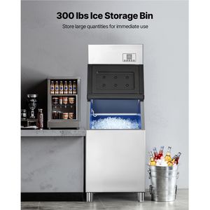 Attrezzatura di Refrigerazione per Cucine Commerciali, Macchina per Ghiaccio Autopulente in Acciaio Inox 400LBS/24H con Contenitore di Stoccaggio 300LBS - Product Image 3